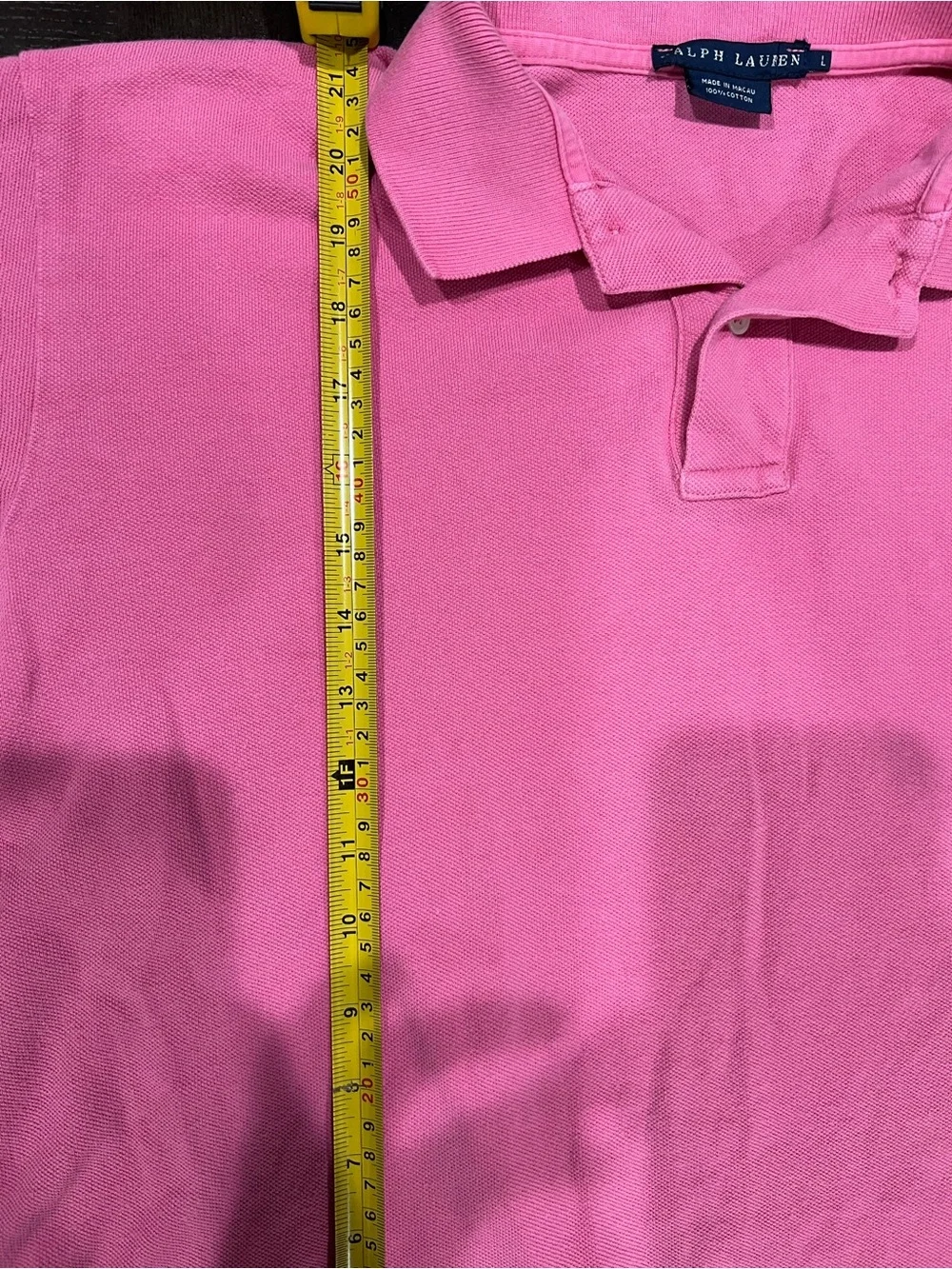 Ralph Lauren Vintage Pink Solid Cotton Knit Short Sleeve Logo Polo Shirt Men’s L